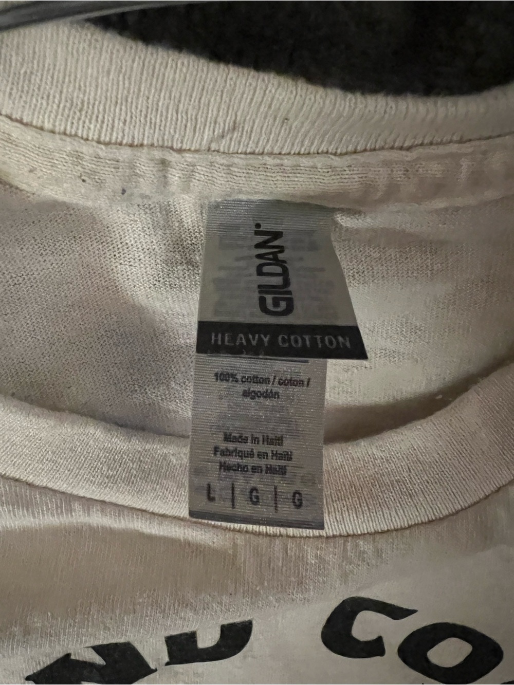Gildan White Tee with Black Chest Print - Picture 2 of 3